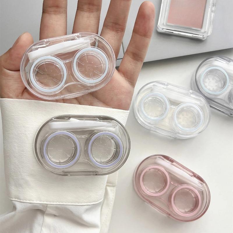 Women Clear Beauty Pupil Storage Box Travel Eye Care Container Contact Lens Cases Pink Transparent Colored Contact Lens Case