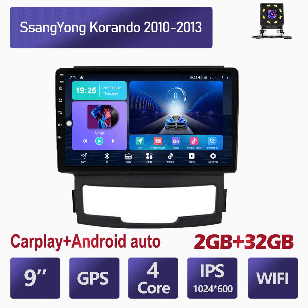 9-дюймовый автомобильный радиоприемник на базе Android Carplay для SsangYong Korando 2010-2013, мультимедийный видеоплеер, GPS-навигация, WIFI, 2 + 32 ГБ
