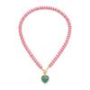 Dopamine Color Heart Pendant Bead Necklace Bohemian Colored Stone Charms Jewelry  Statement