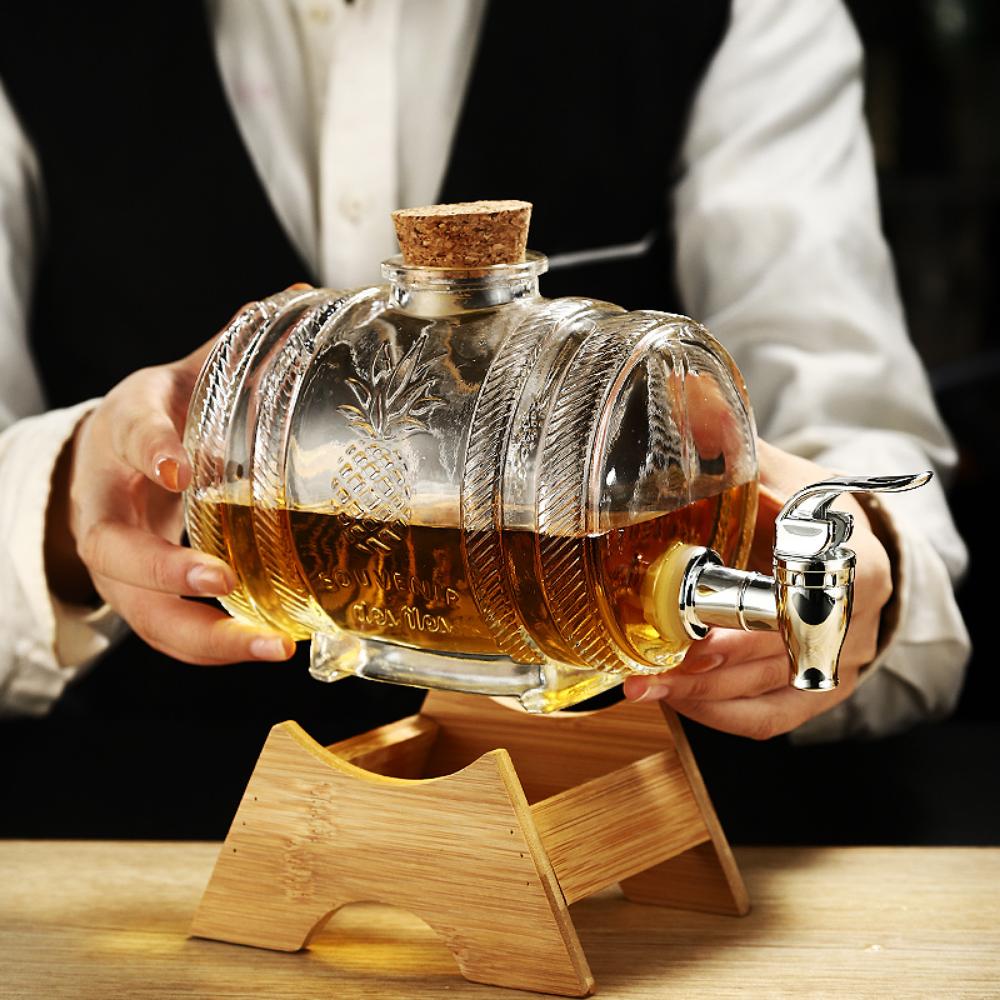 Стеклянная бочка для виски с краном, стеклянная банка для пивного сока, специальная стеклянная бутылка с краном, ведро для сгущенного напитка, 1000 мл