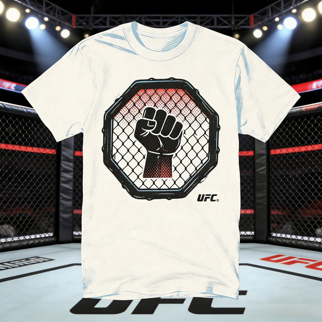 2026 Лето Логотип UFC Боевая Графика Футболка Женская Спортивная Хлопок Короткий Рукав Свободная Повседневная Футболка для Фитнеса Унисекс