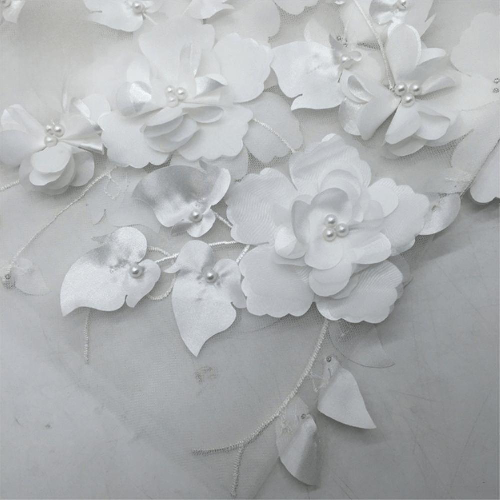 140cm*1 Yard 3D Flower Lace Fabric with Beads High Quality Embroidery Lace Fabric Handmade Clothing Sewing Fabric