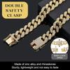Tallew Dog Chain Diamond Collar Gold 16 mm Wide Walking Metal Chain Necklace with Secure Buckle Pet Cuban Style Collar Jewelry Accessories for Small