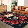 Sugar Skull With Flowers for Living Room rug, BedRoom rug, Study Room rug, Hallway Decoration, Perfect for Home Decoration or Holiday Gifts