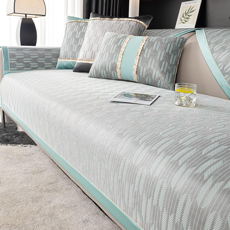 Summer European-Style Ice Silk Sofa Cushion Mat, Living Room Cushion, Non-Slip Universal Model, Cold Sofa Cushion, Ice Silk Model