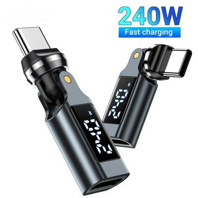 Поворотный OTG-адаптер 540° Цифровой дисплей PD240W 5A Быстрая зарядка USB C Male на Type C Female Конвертер для iPhone17 MacBook