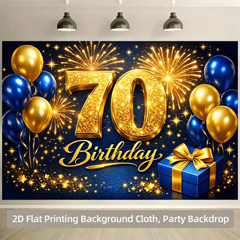 1 piece of 2D background fabric 2 polyester background fabric for the 70th birthday celebration scene party banner