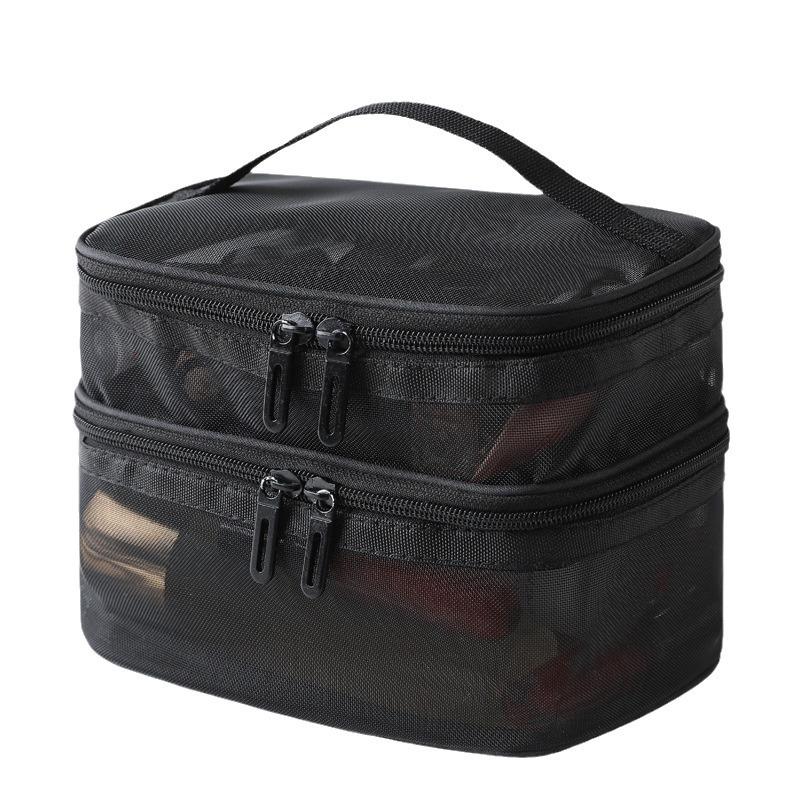 2024 Женский двухслойный сетчатый органайзер для косметики и туалетных принадлежностей – Большая вместимость, портативный