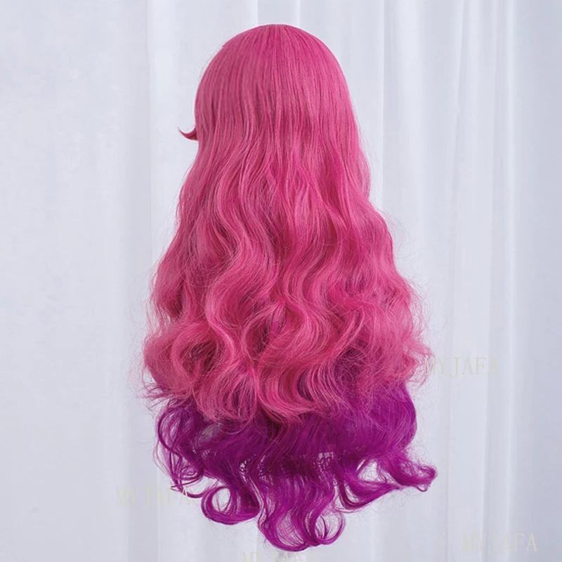 Парик для косплея Spirit Blossom Ahri LOL Cosplay 70 см, длинные вьющиеся волнистые термостойкие синтетические волосы, игровые парики для аниме + шапочка для парика