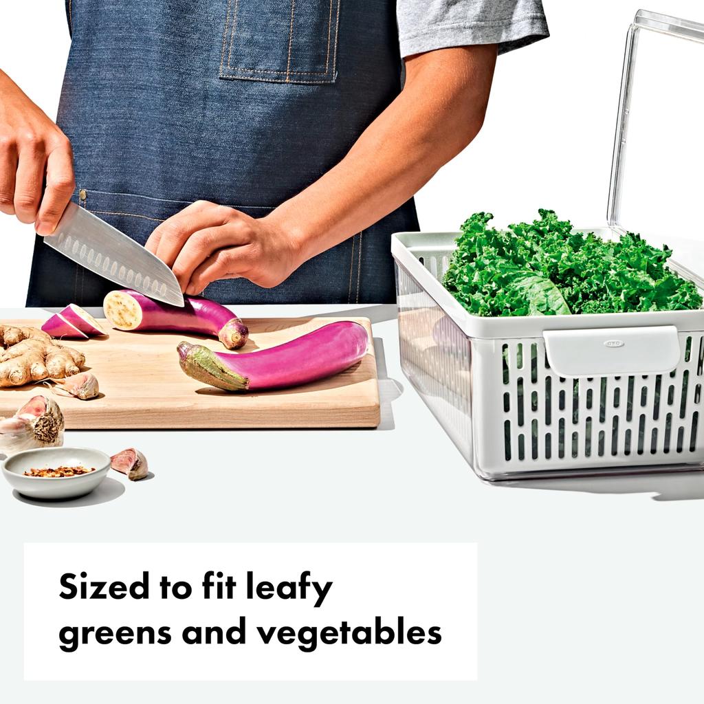OXO Refrigerator Vegetable Compartment Storage Organization Vegetable Keeper Vegetables Freshness Comes with Draining Basket Dishwasher Safe Medium