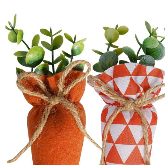 4Pcs Easter Fabric Carrot Toy Artificial Carrot Vegetable Ornament Rustic Stuffed Carrot Decoration for Spring Farmhouse Baskets Decor Vase Filler