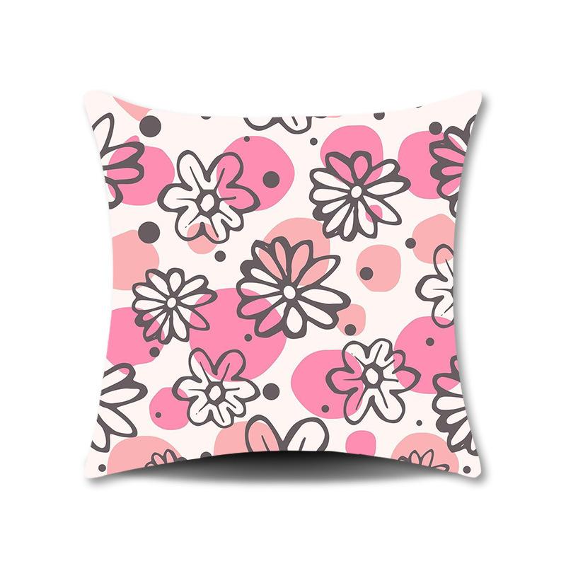 Spring Flower Print Pillow Cover for Home Living Room Sofa Cushion Cover Linen Print Cushion Cover