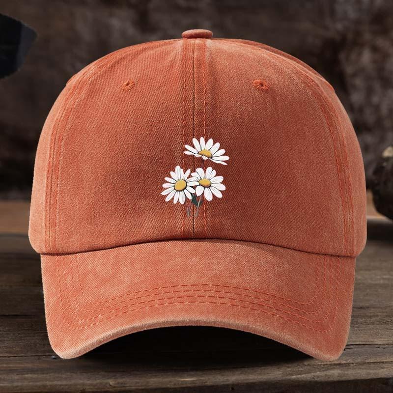 Three Daisy Print Baseball Caps for Men and Women, Outdoor Hats That Are Fashionable and Versatile,duckbill Caps That Are Trendy