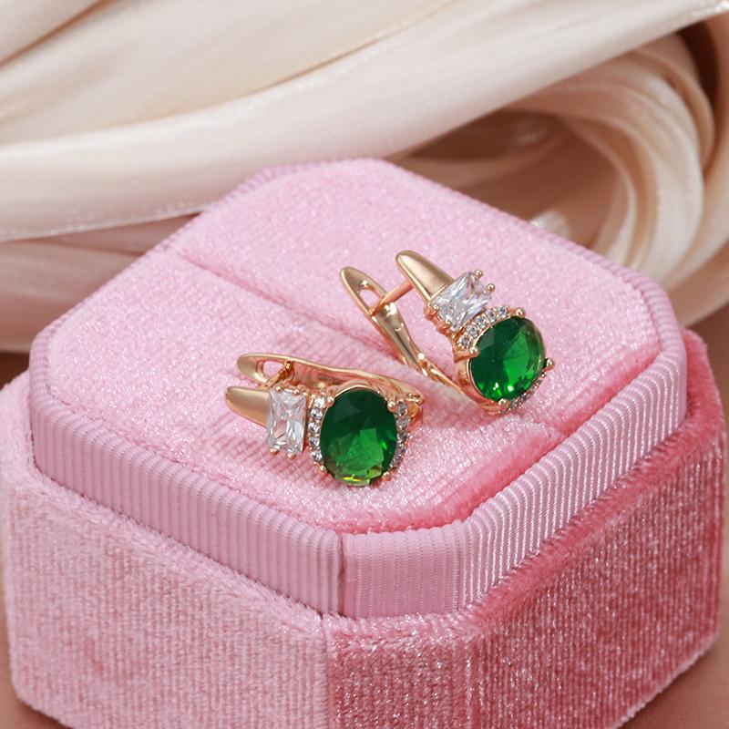 Kinel милые серьги-гвоздики с блестящим зеленым цирконием для женщин, ювелирные изделия с каплями воды