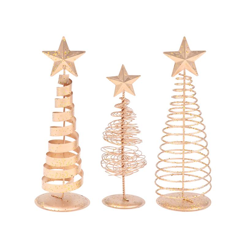 Iron Golden Christmas Tree Decoration Festive Tabletop Ornament Holiday Home Decor Xmas Tree Figurine Christmas Party Decoration