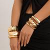 1 Pcs Exaggerated Spring Bangle Open Bracelet Punk Gold Silver Color Hip Hop Geometric Metal Cuff Wide Bangles for Women Jewelry Femme Accessories
