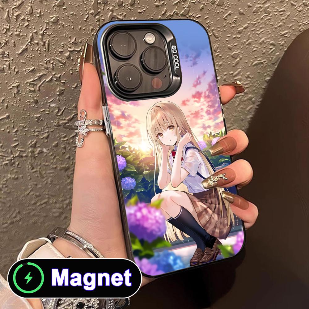 Чехол для телефона Angel Mahiru Shina для iPhone 17 16 15 14 13 12 11 Air Pro Max Plus Цветной Серебристый Чехол MagSafe