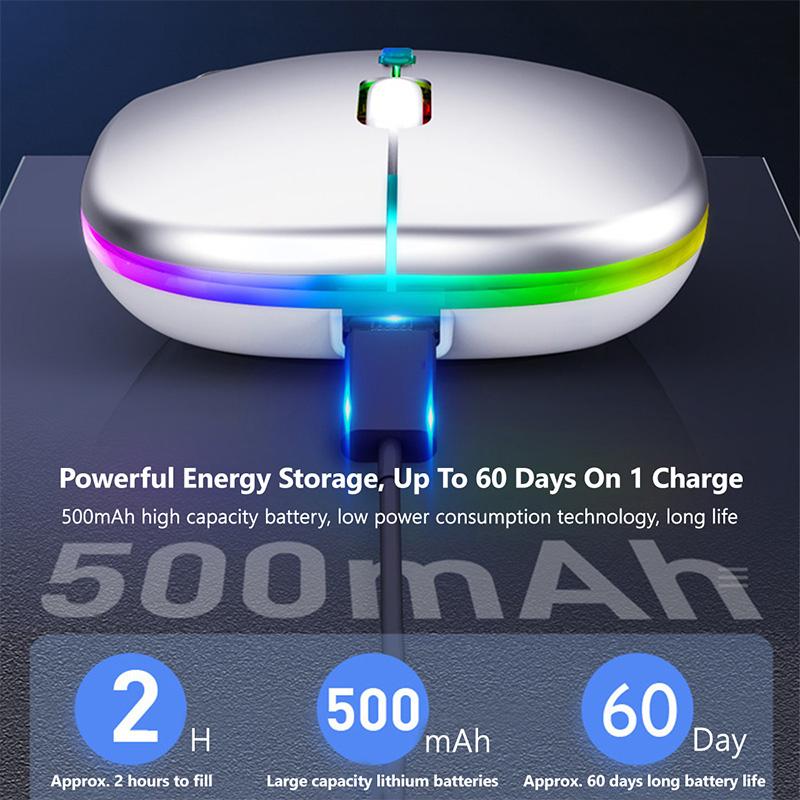 Перезаряжаемая беспроводная мышь Bluetooth с частотой 2,4 ГГц, USB RGB, 1600 точек на дюйм, мышь для компьютера, ноутбука, планшета, Macbook, игровая мышь, геймер