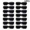 14PCS Vintage Black Square Sunglasses Woman Luxury Brand Small Rectangle Sun Glasses Female Gradient Clear Mirror