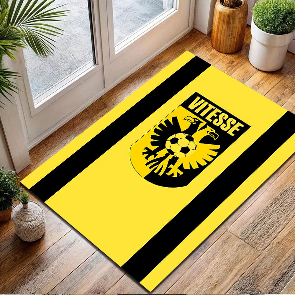Vitesse Emblem Yellow Rug Patterned carpet, non slip mat suitable for living room and bedroom sofas