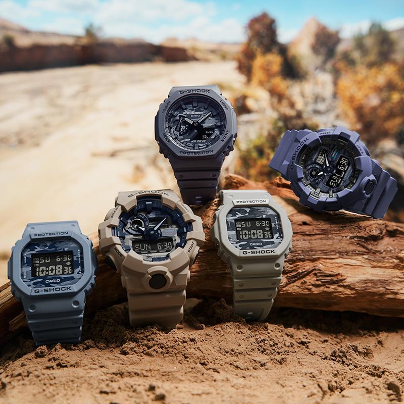 Casio Серия G-SQUAD серия G-SHOCK Циферблат в стиле камуфляж Ретро классика Маленький квадратный спортивные двойной дисплей водонепроницаемые часы Кварцевые DW-5600CA-2PR