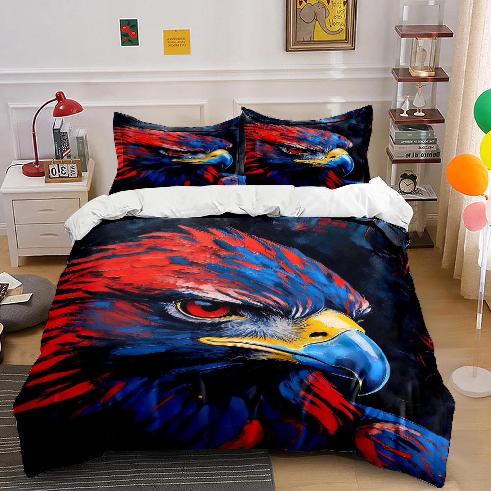 Red-and-blue eagle face. Bedding sets Duvet cover sets Duvet covers Pillowcases(1 * Duvet Cover 2 * Pillowcases, without duvet insert)