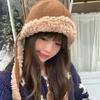Japanese Cute Ear Protecting Lei Feng Hat for Women In Winter Keeping Warm and Showing Face  Small Straps Cold Proof Ear Protecting Flying Hat