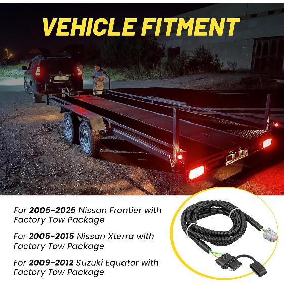 4-контактная плоская проводка для прицепа Oyviny для Nissan Frontier 2005-2025/Nissan Xterra 2005-2015/Suzuki Equator 2009-2012, требуется заводской пакет для буксировки