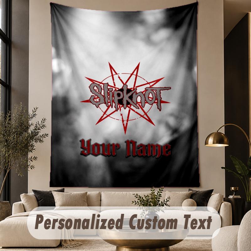Custom Text Tapestry Slipknot Print Wall Tapestry Indoor Living Room Wall Decor