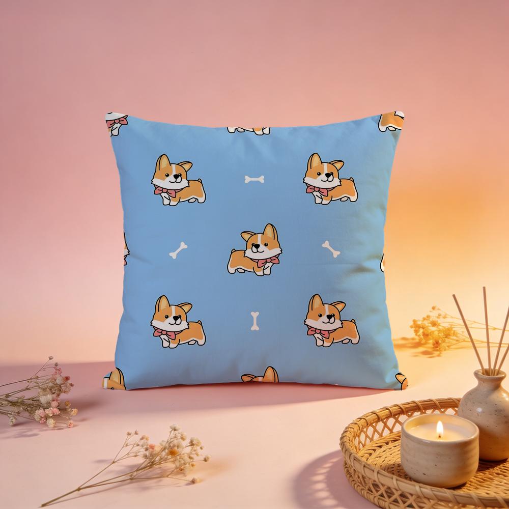 Adorable Corgi Dog Design Cushion Cover Comfortable Durable Pillow Cover MultiScene for Home Office Car Sofa