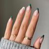 Emerald Almond Shape French Nude Manicure Wearable Nails