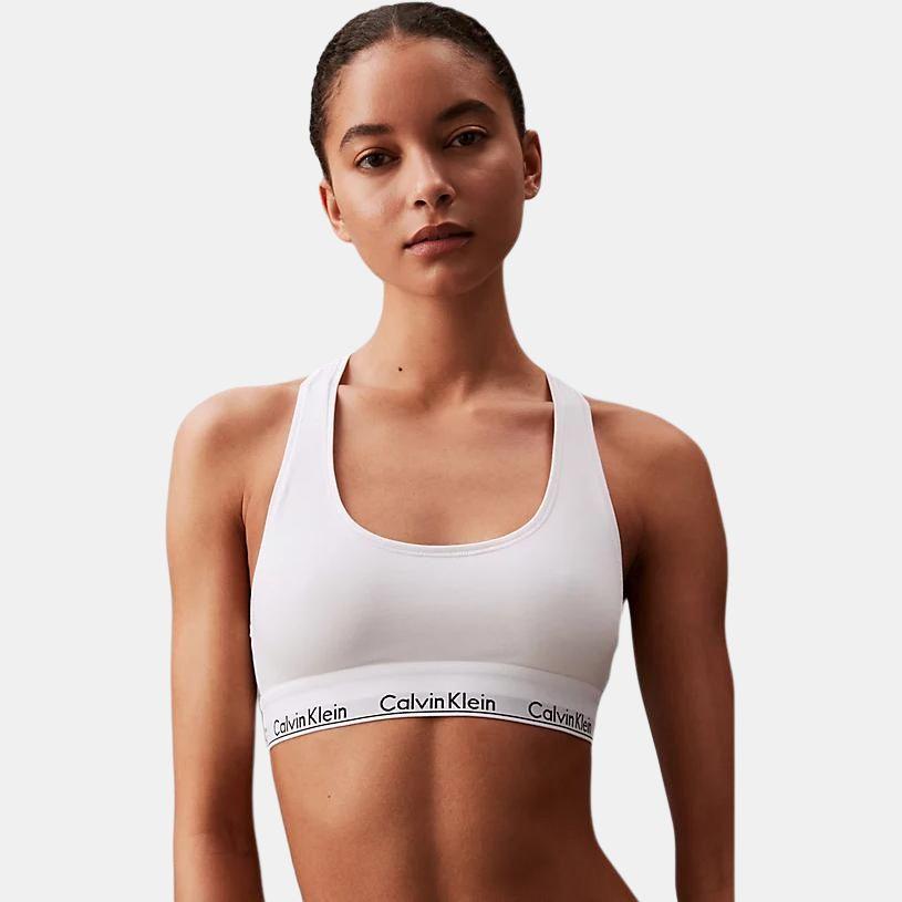 Calvin Klein Бюстгальтер-бюстгальтер с логотипом и жаккардовым узором, удобное женское нижнее белье, белое 0000F3785E-100
