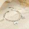 GEMCHIC Women's Double Layer Titanium Steel Bracelet with Star Moon Pendant and Faux Pearl