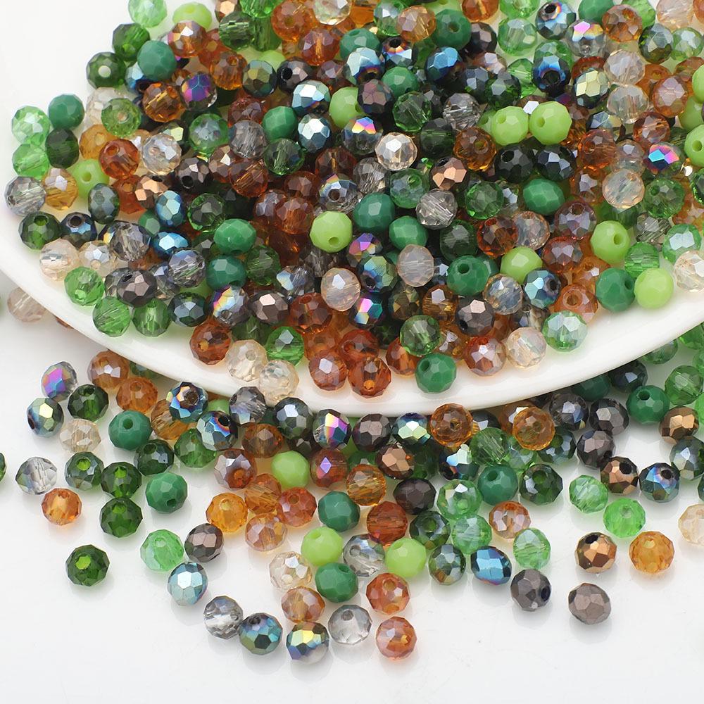 Multicolor Flat Bead Set: DIY Bracelet Spacer & Crystal Glass Beads In 4/6/8 Sizes