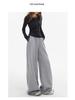 Women's 2-Color Elastic Waist Wide-Leg Pants with Drawstring - Spring 2025 Casual Slim Straight Floor-Length Drape Style