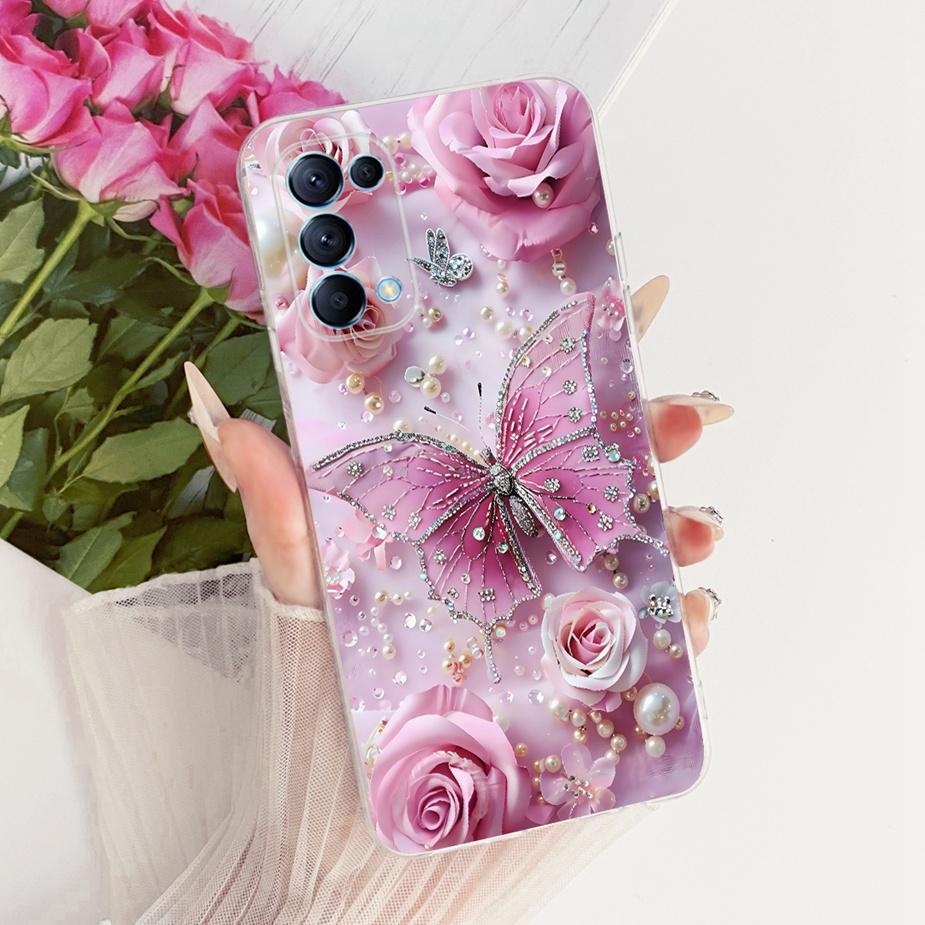For Oppo Reno 5 Pro 5G Case CPH2201 Stylish Flowers Butterfly Painted Cover Soft Slim Phone Case For Oppo Reno 5 Reno5 Pro Shell