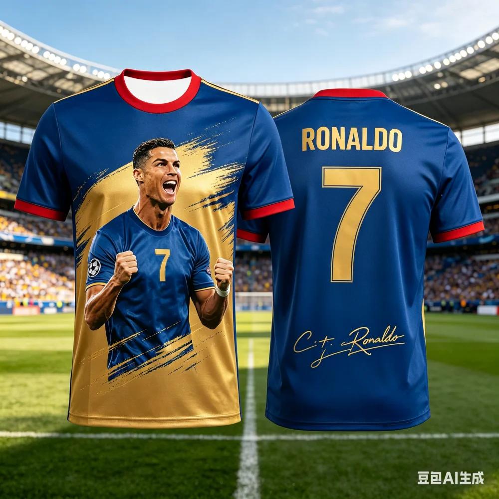 New 2026 Ronaldo Fan Edition Soccer Jersey Kids Quick Dry Breathable 3D Print Football Shirt Summer Outdoor Sports T Shirt