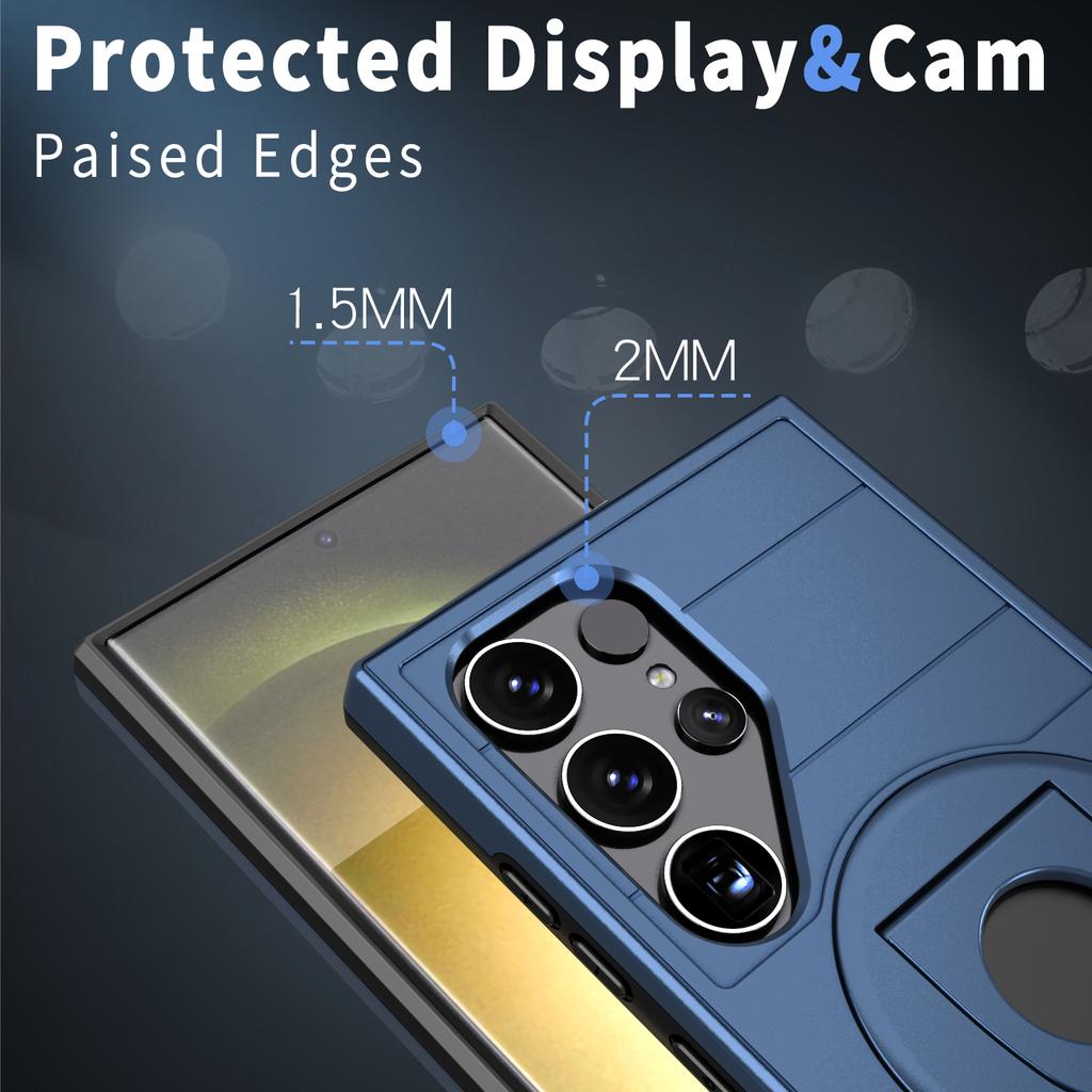 Магнитный чехол-кольцо-подставка для Samsung Galaxy S24 Ultra, чехол для телефона из ПК+ТПУ