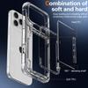 For iPhone 17 Pro Clear Case PC + TPU Phone Cover Card Holder Kickstand