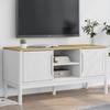 VidaXL TV Cabinet FLORO White 114x43x55 Cm Solid Pine Wood, TV Bench, Hi-fi Cabinet, Entertainment Center, TV Buffet, 374015