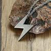 Necklace Silver Titanium Lightning Bolt Pendant Cool Lightning Symbol Necklace 50cm Chain Christmas Popular Gift [Rockyu] Men's