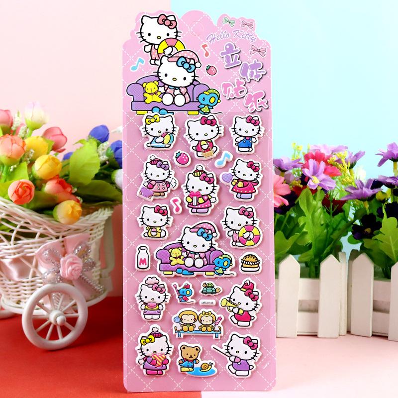 4Pcs Hello Kitty DIY Notebook Album Diary Handbook Decoration Scrapbook Planner 3D Bubble Stickers For School Student Stationer