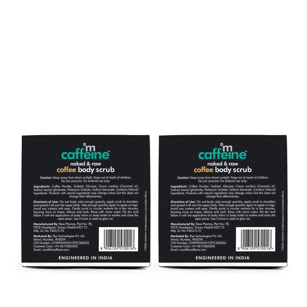 mCaffeine Exfoliating Coffee Body Scrub For Tan Removal & Smooth Skin Unisex 2 Pack 100G