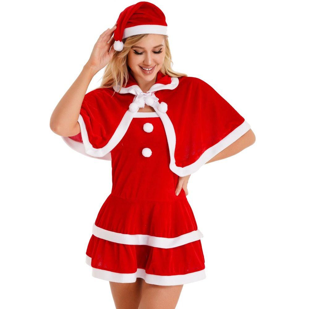 Косплей Шапка Санты Рождественский Наряд Золотой Бархат Рождественский Костюм для Выступлений Ночной Клуб Бар