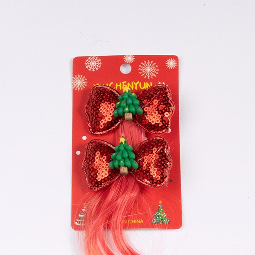 Korean Style Christmas Hair Clip Colorful Wig Bowknot Hairclip Cute Girls Wig Hairpin Gift