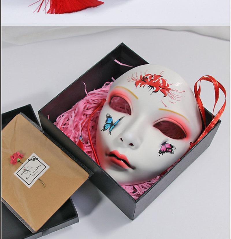 Hand-Painted Full Face Mask Hanfu Party Dance Accessory Anime Series Lady Chinese Mask for Dance Photography Beauty Mask