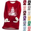 Ladies' Loose And Comfortable Round Neck Christmas Print Thick With Pockets Long Sleeved Top
