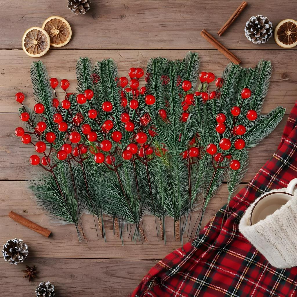 Искусственные сосновые ветки 60 штук зеленые растения праздничный реквизит зеленые растения сосновые иголки аксессуары ручной работы для рождественской елки