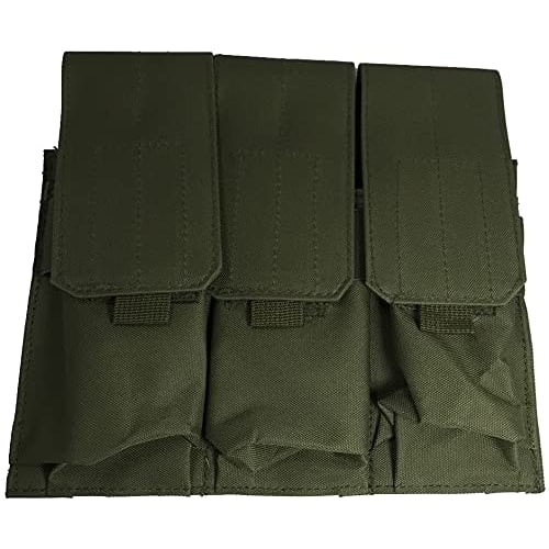Broptical Military 3-Row Magazine Pouch, MOLLE Compatible, M4, M16, AK, OD Olive Drab