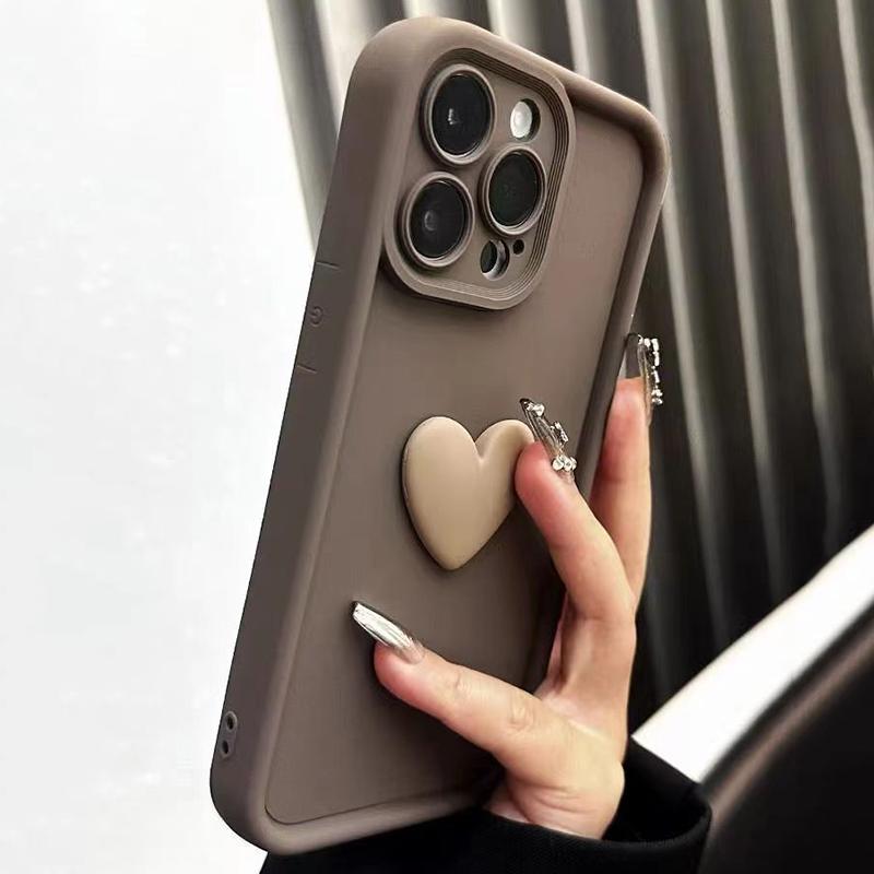 Милый 3D чехол-сердечко из силикона в стиле INS для iPhone 17 16 15 Pro Max 16E Чехол iPhone 14 13 12 11 16 Plus 7 8 Ударопрочный чехол